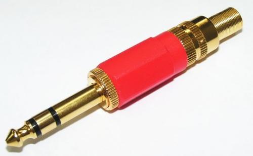 6.3mm Audio Plug Stereo with Spring Red Gold Pin